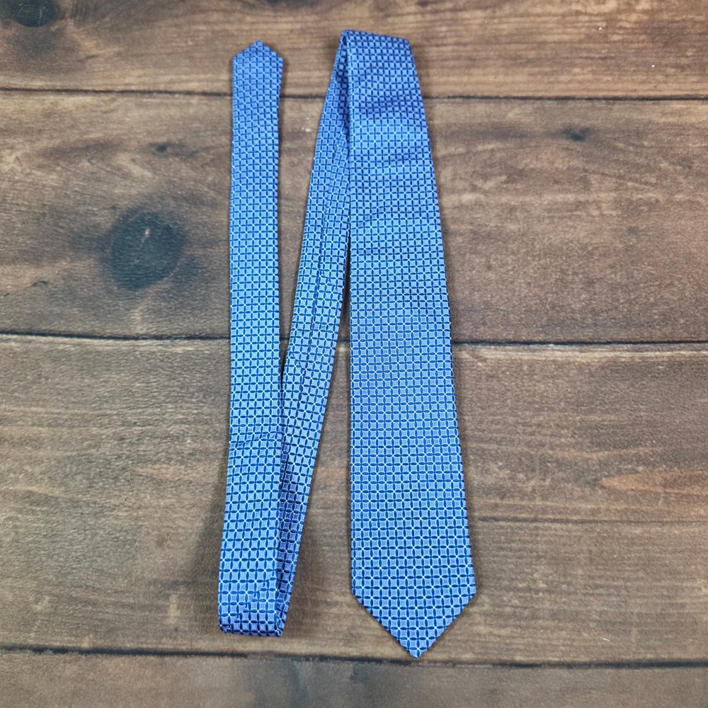 Eton Silk Tie Mens OS Blue Excellent Geometric Made in Italy 50771